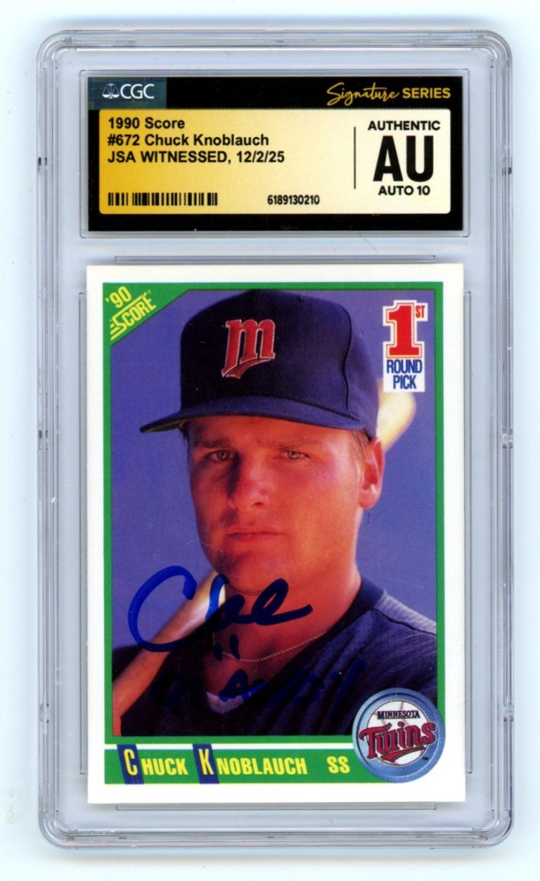 Chuck Knoblauch 1990 Score #672 Signed RC w/ 91 AL ROY JSA CGC Authentic 10 Auto
