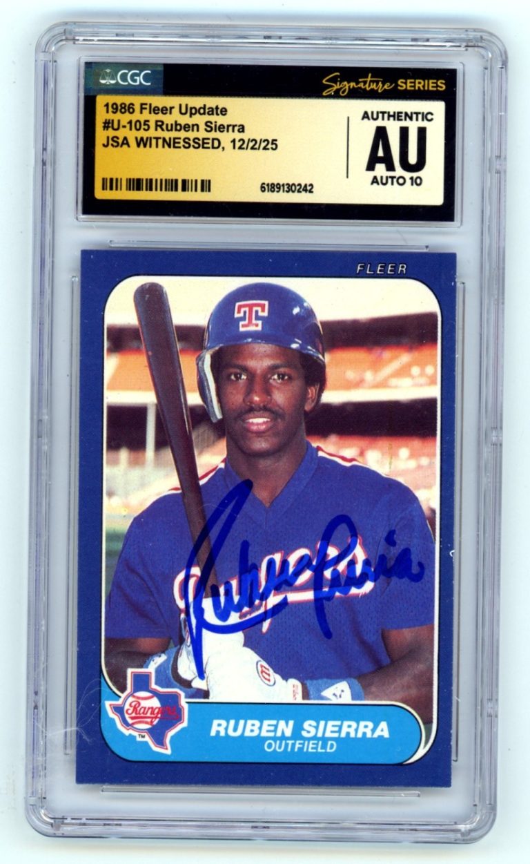 Ruben Sierra 1986 Fleer Update #U-105 Signed Rookie RC JSA CGC Authentic 10 Auto