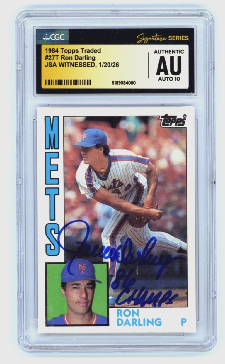 Ron Darling 1984 Topps Traded RC w/ 86 Champs Signed JSA CGC Authentic 10 Auto