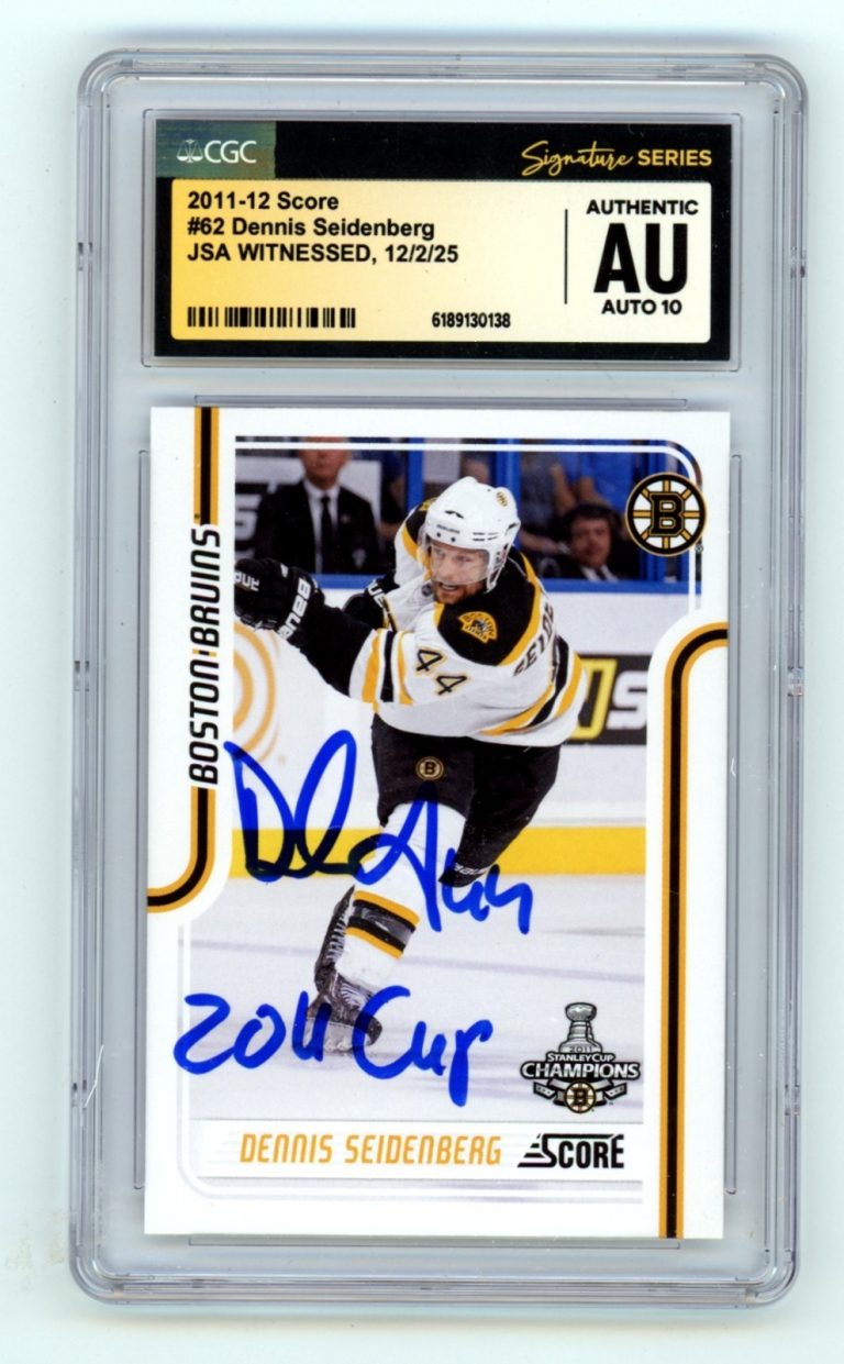 Dennis Seidenberg 2011-12 Score Signed 2011 Cup Insc. JSA CGC Authentic 10 Auto