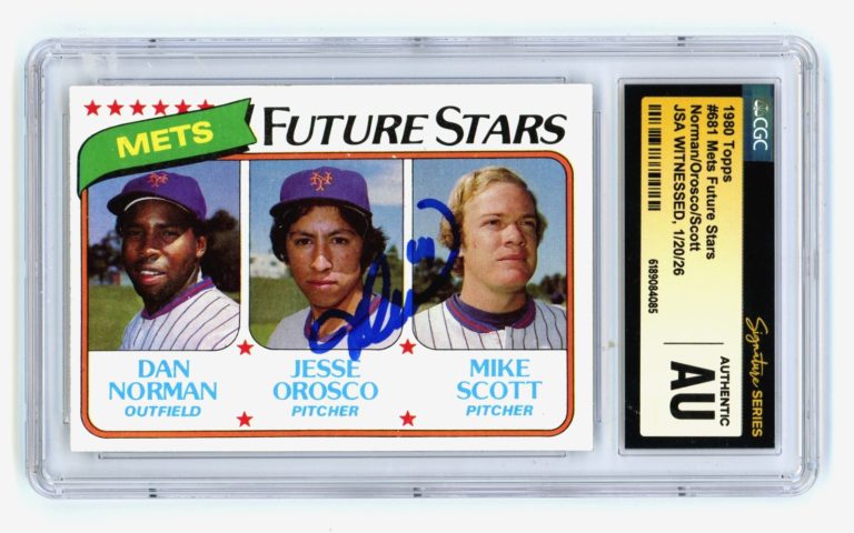 Jesse Orosco 1980 Topps #681 Signed Rookie RC JSA CGC Authentic New York Mets