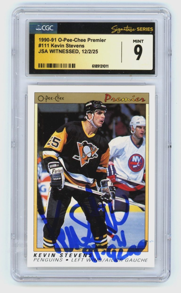 Kevin Stevens 1990-91 O-Pee-Chee Premier Signed RC JSA CGC 9 MINT Auto