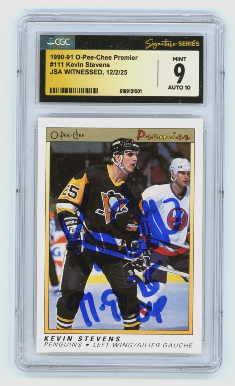 Kevin Stevens 1990-91 O-Pee-Chee Premier Signed RC JSA CGC 9 10 Auto