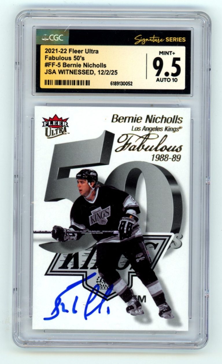 Bernie Nicholls 2021-22 Fleer Ultra Fabulous 50's Signed JSA CGC 9.5 10 Auto