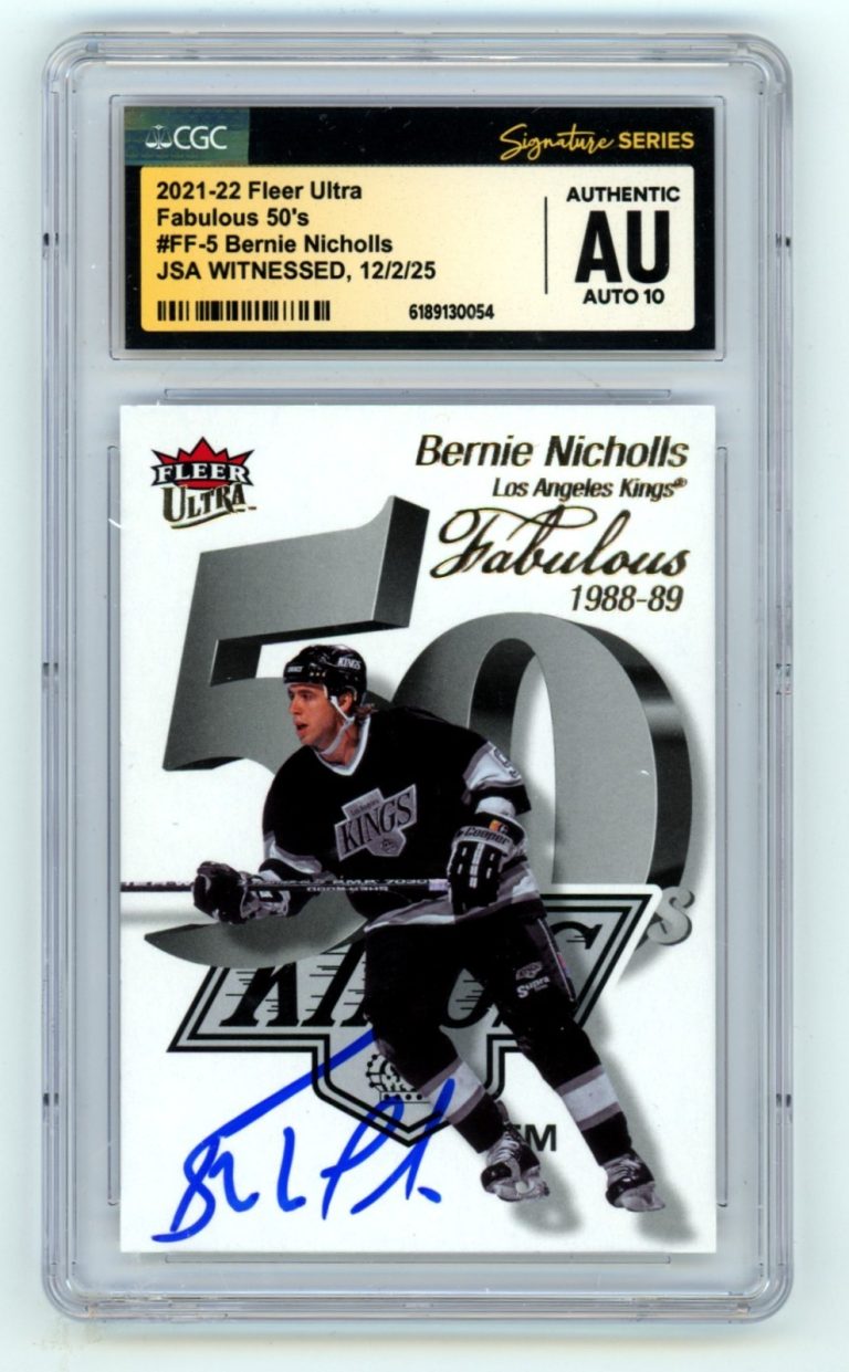 Bernie Nicholls 2021-22 Fleer Ultra Fabulous 50 Signed JSA CGC Authentic 10 Auto