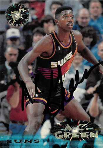 AC (A.C.) Green signed Phoenix Suns 1995-96 Topps Stadium Club On Card Auto #145