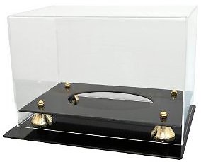 Football Full Size Deluxe Acrylic Display Case , 2-Tier Gold Risers & Black Base