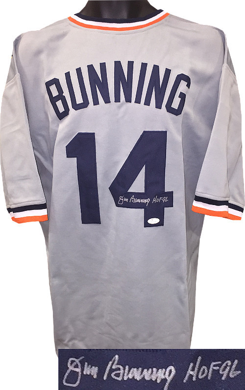 Jim Bunning signed Gray TB Custom Stitched Jersey HOF 96 XL- JSA Witnessed Holo