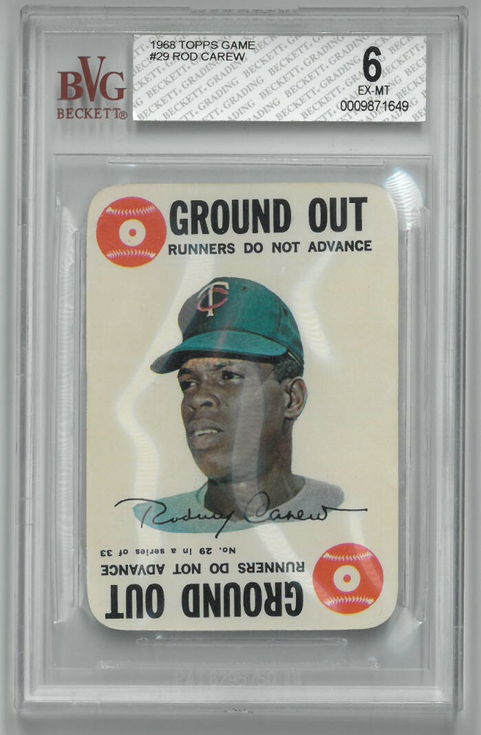 Rod Carew Minnesota Twins 1968 Topps Game Card - BVG Beckett Graded 6 EX-MT