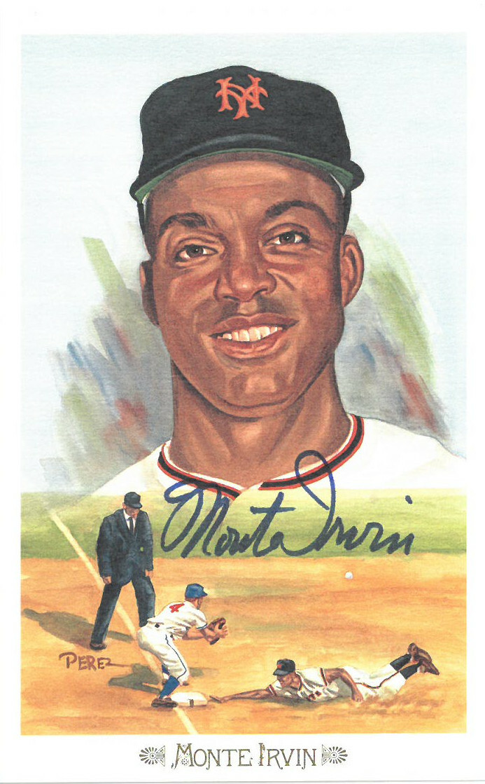 Monte Irvin signed 1989 NY Giants Perez-Steele Celebration Postcard #19- JSA