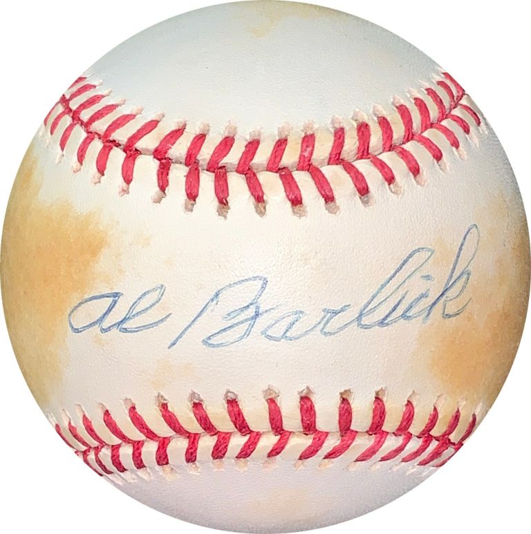 Al Barlick signed RONL Rawlings Official National League Baseball toned- JSA
