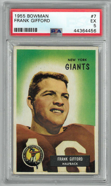 Frank Gifford New York Giants 1955 Bowman Card #7- PSA Graded 5 Excellent