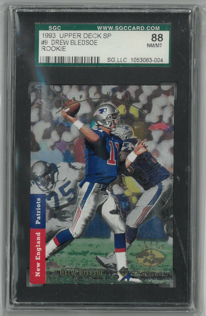 Drew Bledsoe Patriots 1993 SP Authentics Rookie Card #9- SGC Graded 88/8 NM-MT