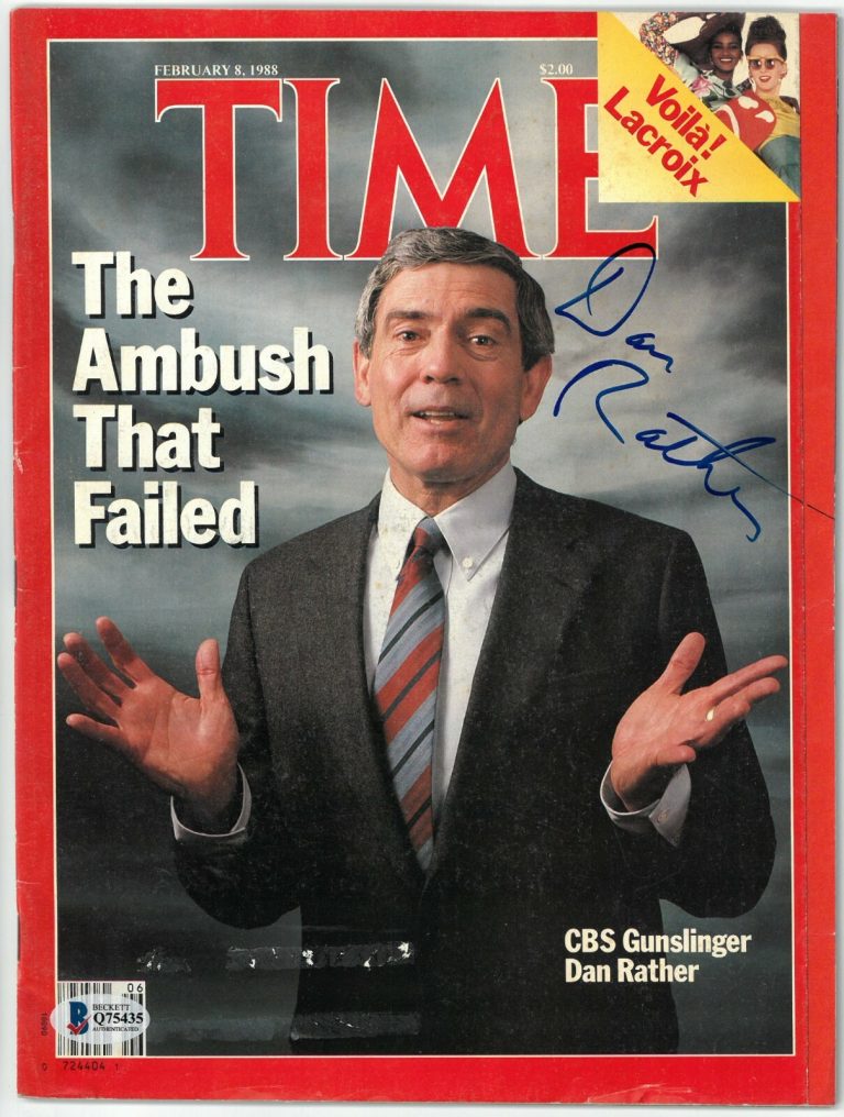 Dan Rather signed Time Magazine 2/8/1988- Beckett/BAS Hologram #Q75435  no label