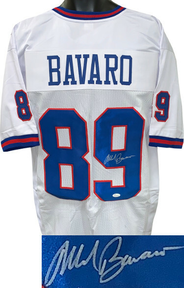 Mark Bavaro signed White Pro Style Football Jersey XL- JSA Witnessed Hologram