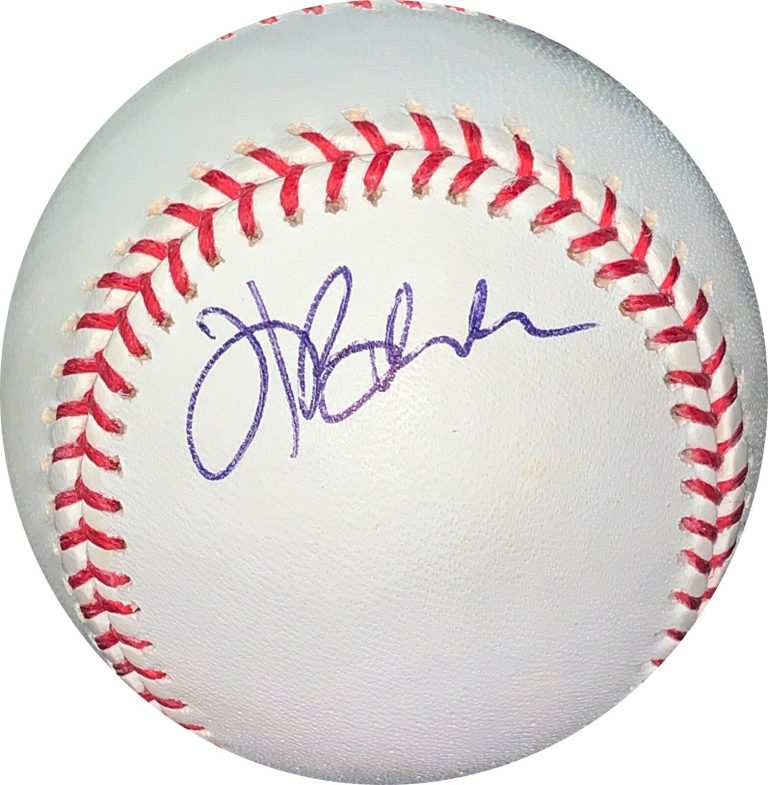 Hank Blalock signed Rawlings Official Major League Baseball- JSA Holo #EE63132
