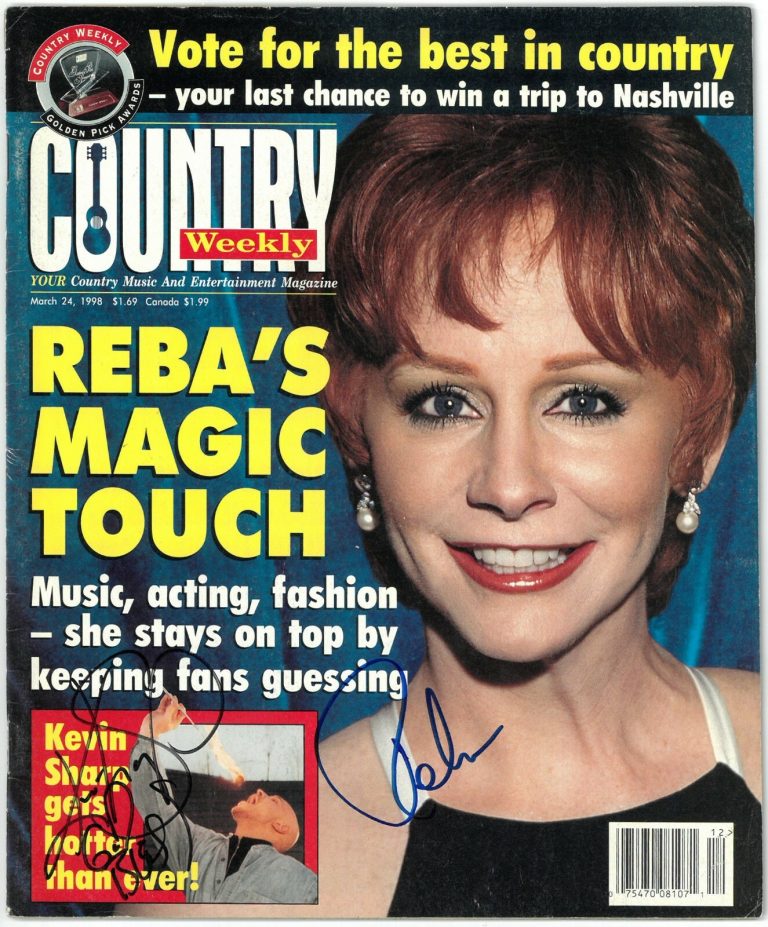 Reba McEntire/Kevin Sharp dual signed Country Weekly Full Magazine 3/24/98- JSA