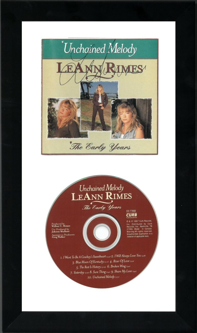 LeAnn Rimes signed Unchained Melody Early Years Album CD Cover w/ CD Framed- JSA