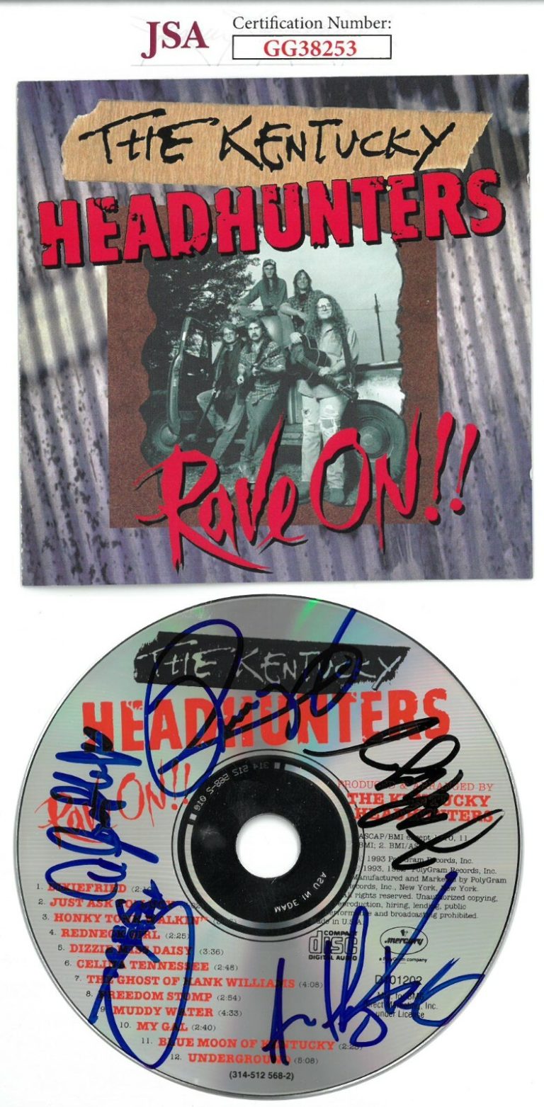 The Kentucky Headhunters signed Rave On!! Album CD with Cover 5 sigs- JSA Holo