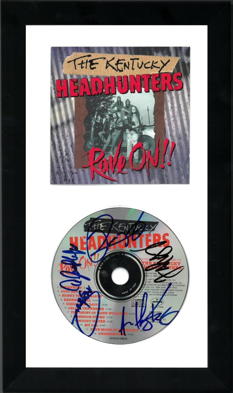 The Kentucky Headhunters signed Rave On!! Album CD with Cover 5 sigs Framed- JSA