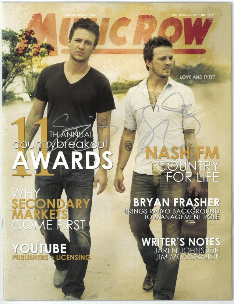 Love and Theft- Stephen Barker Liles/Eric Gunderson signed Music Row Magazine