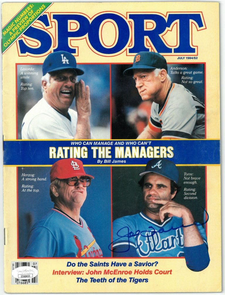 Joe Torre signed Altanta Braves Sport Full Magazine July 1984 - JSA - No Label