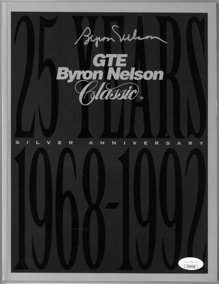 Byron Nelson signed 1992 GTE Byron Nelson Classic Golf Silver Ann Program - JSA