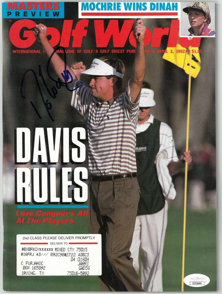 Davis Love, III signed Golf World Full Magazine 4/3/1992 - JSA #EE63440 PGA Tour