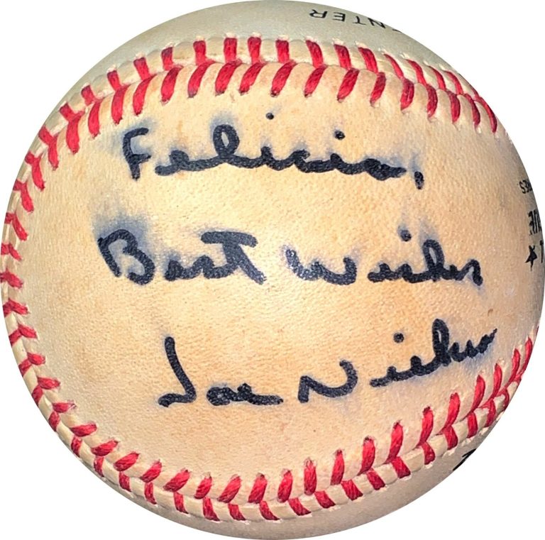 Joe Niekro signed ROAL Rawlings OFC AL Baseball toned To Felicia Best Wishes-JSA