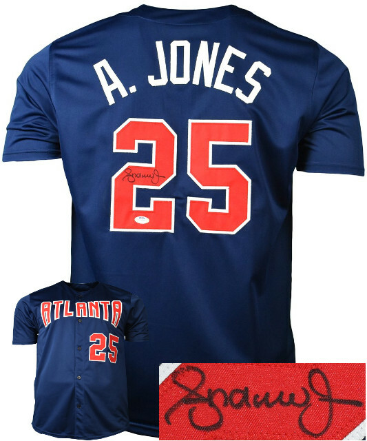 Andruw Jones signed Navy Custom Stitched Pro Baseball Jersey XL- JSA Witnessed