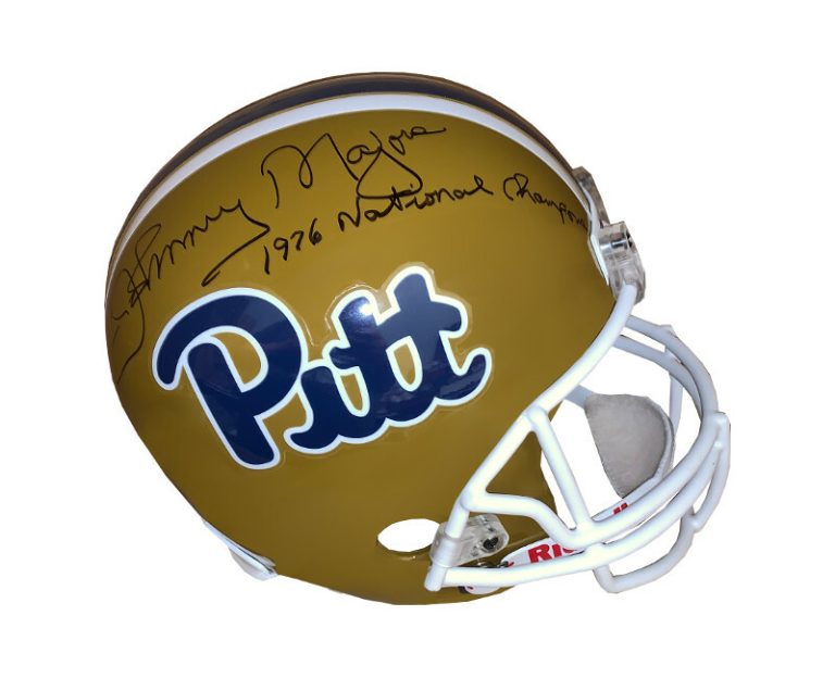 Johnny Majors signed Pittsburgh Panthers Riddell FS Rep Helmet 76 Nat Champs-JSA