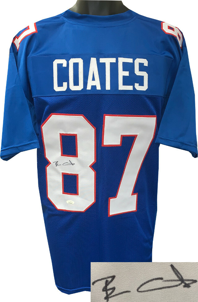 Ben Coates signed Blue TB Custom Stitched Pro Style FB Jersey XL- JSA Witnessed