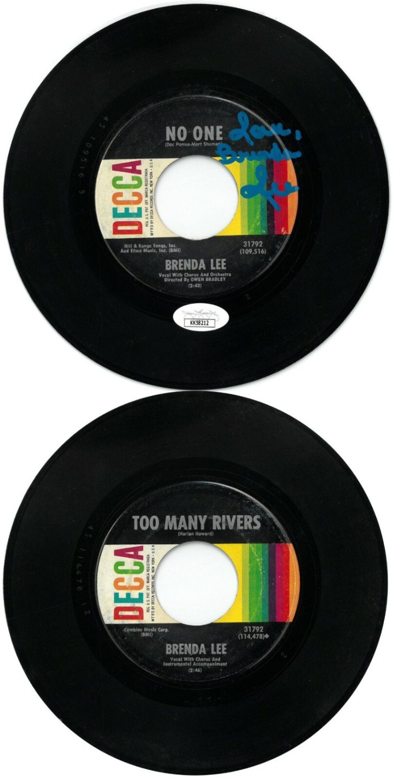 Brenda Lee signed No One/Too Many Rivers Decca Records 7