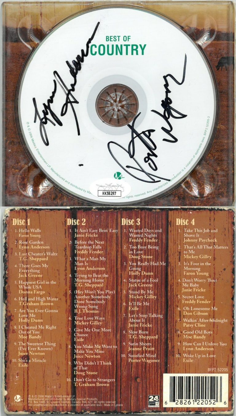 Porter Wagoner/Lynn Anderson dual signed 2006 Madacy Best Country CD Disc #3-JSA
