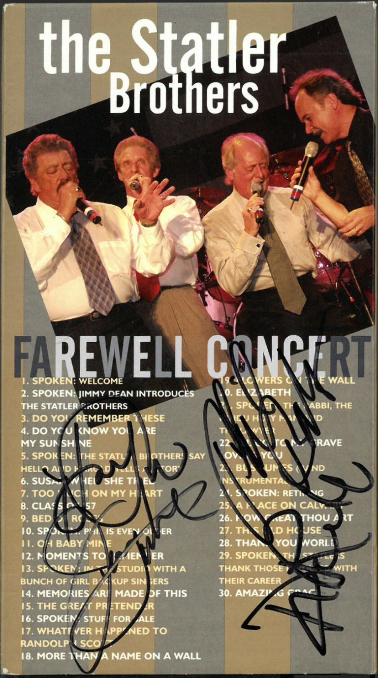 The Statler Brothers signed 2003 Farewell Concert VHS Music Video Cover w/ Tape