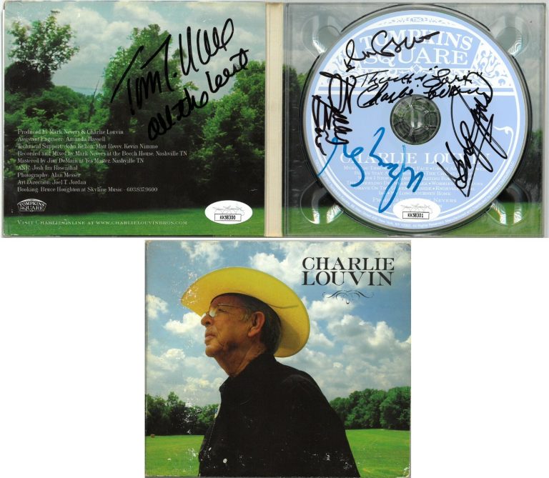 Charlie Louvin/Tom T Hall/Marty Stewart, B Bare signed 2007 CD/Cover 6 sigs- JSA