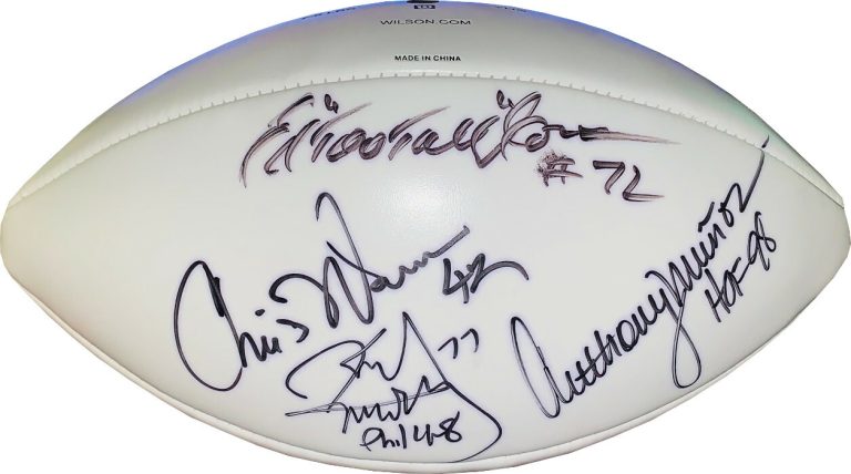 Anthony Munoz/Ed Too Tall Jones/Karl Mecklenburg/Chris Warren signed WP Football