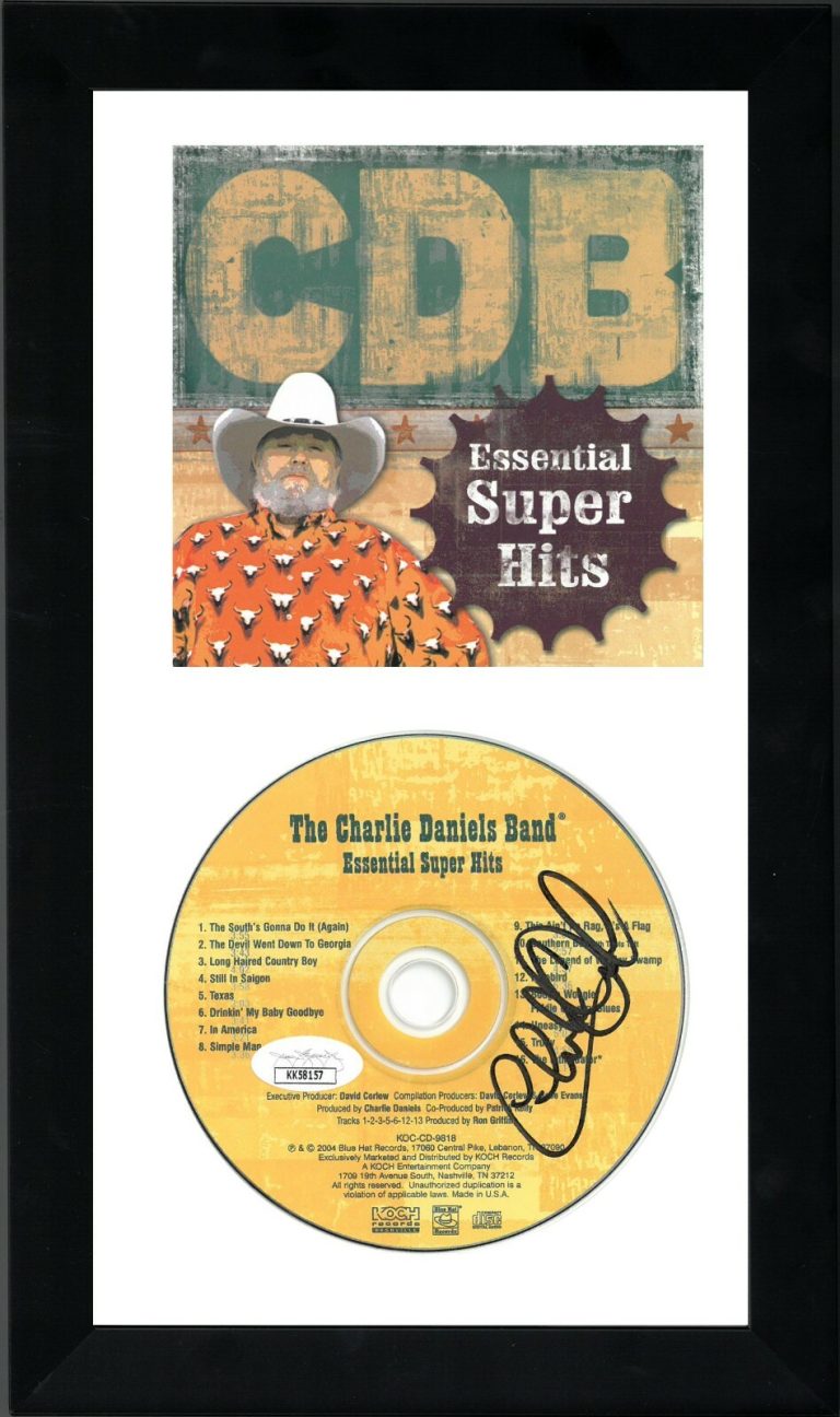 The Charlie Daniels Band signed 2004 Essential Hits Album CD/Cover Framed- JSA