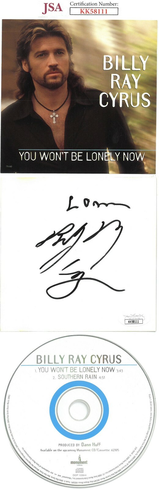 Billy Ray Cyrus signed 2000 You Won't Be Lonely Now Single CD w/ Cover/Case- JSA