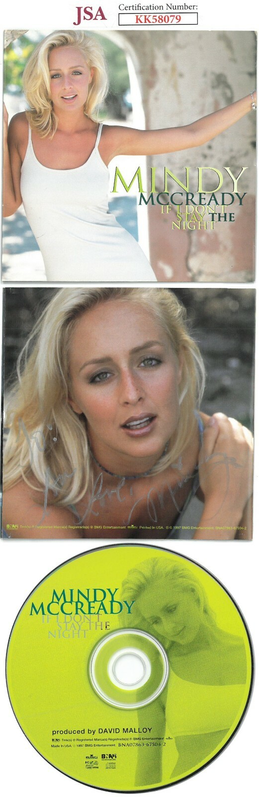 Mindy McCready signed 1997 If I Don't Stay The Night Album Cover/CD To Lori- JSA