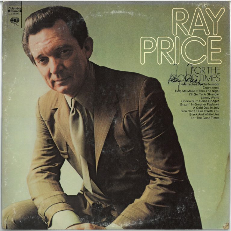 Ray Price signed 1970 For The Good Times Album Cover/LP/Vinyl/Record- JSA