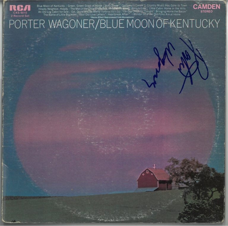 Porter Wagoner signed 1971 Blue Moon of Kentucky Album Cover/LP/Vinyl Record-JSA