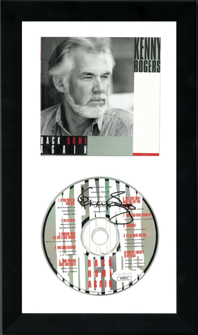 Kenny Rogers signed 1991 Back Home Again Album CD w/ Cover Framed 6.5