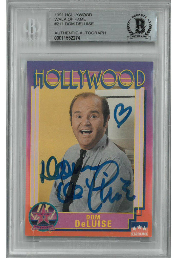 Dom DeLuise signed 1991 Hollywood Walk of Fame Trading Card #211 - Beckett Encap