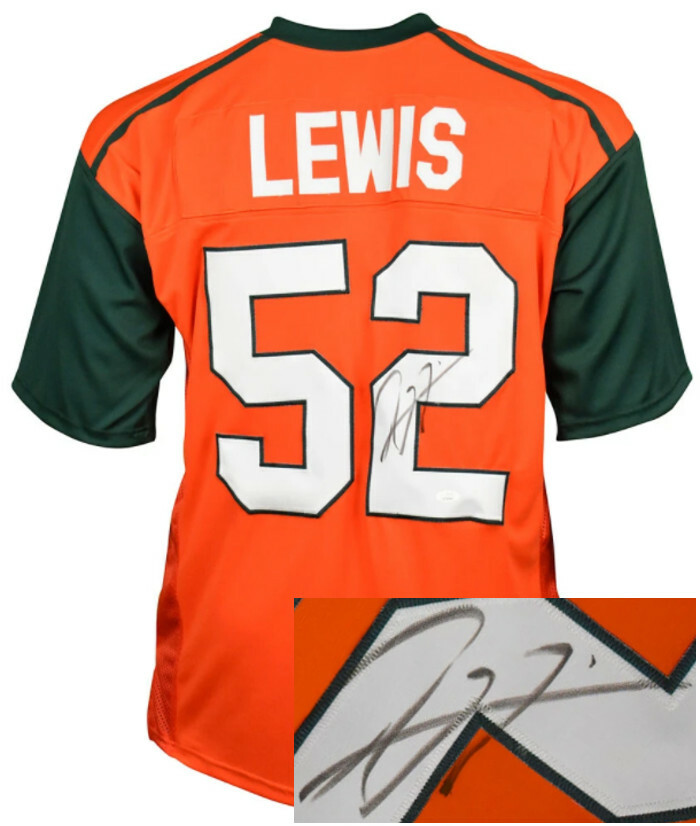 Ray Lewis signed Miami Custom Stitched College Football Jersey XL- JSA Witnessed