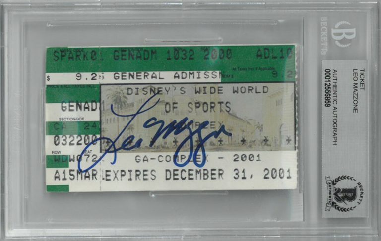 Leo Mazzone signed 2001 Disney's Wild World of Sports Ticket Stub- BAS/Beckett