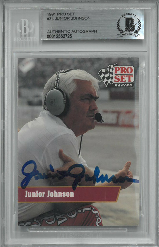 Junior Johnson signed 1991 Pro Set NASCAR Winston Cup Racing Card #34– Beckett