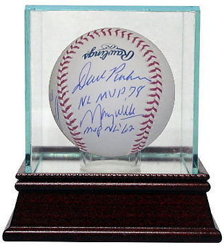 MVP's signed MLB Baseball 5-sigs- Maury Wills, Bobby Shantz w/ Glass Case - JSA