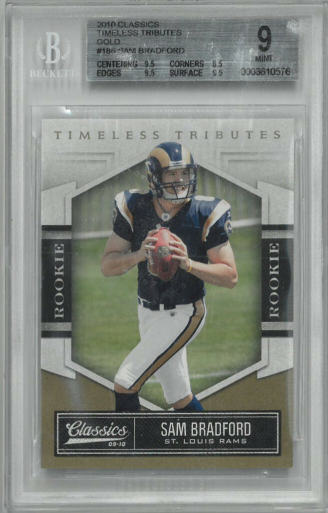 Sam Bradford 2010 Panini Classics Timeless Tributes Gold Rookie Card- BGS Mint 9