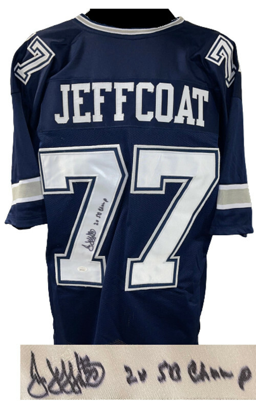 Jim Jeffcoat signed Navy Custom Stitched Pro Style Jersey 2X SB Champ #77- JSA